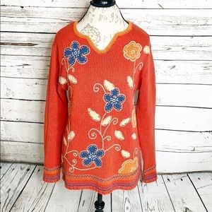 COLDWATER CREEK - floral embroidered sweater